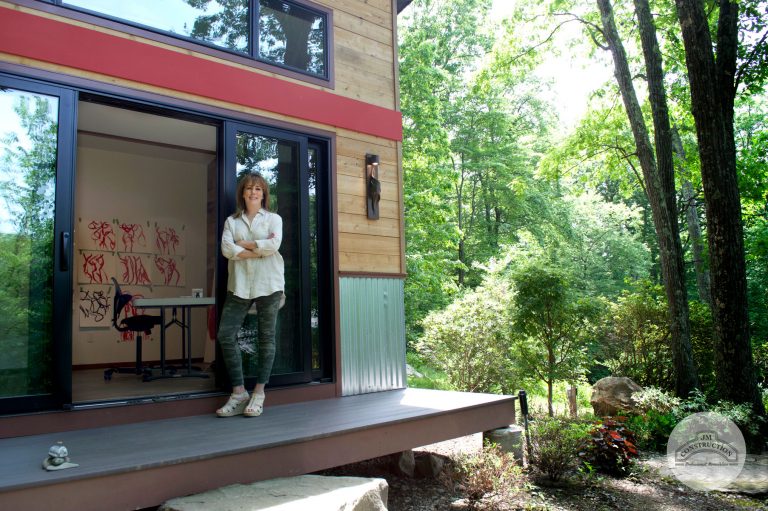 Ingrid Ludt Outside Her Art Studio