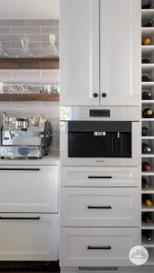 Coffee and espresso station in white kitchen